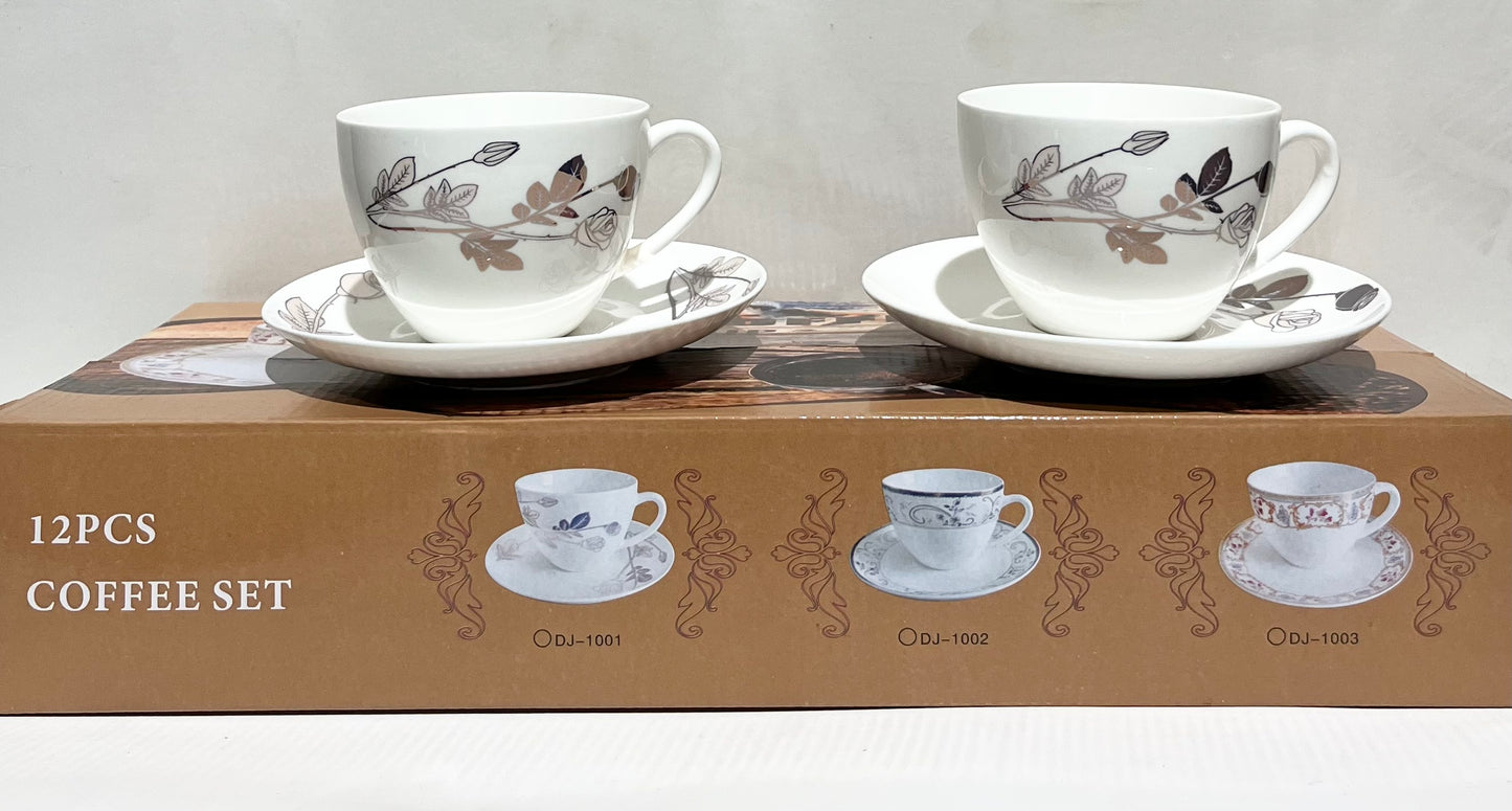 12PCS CUP AND SAUCER BAIL AND FLOWER