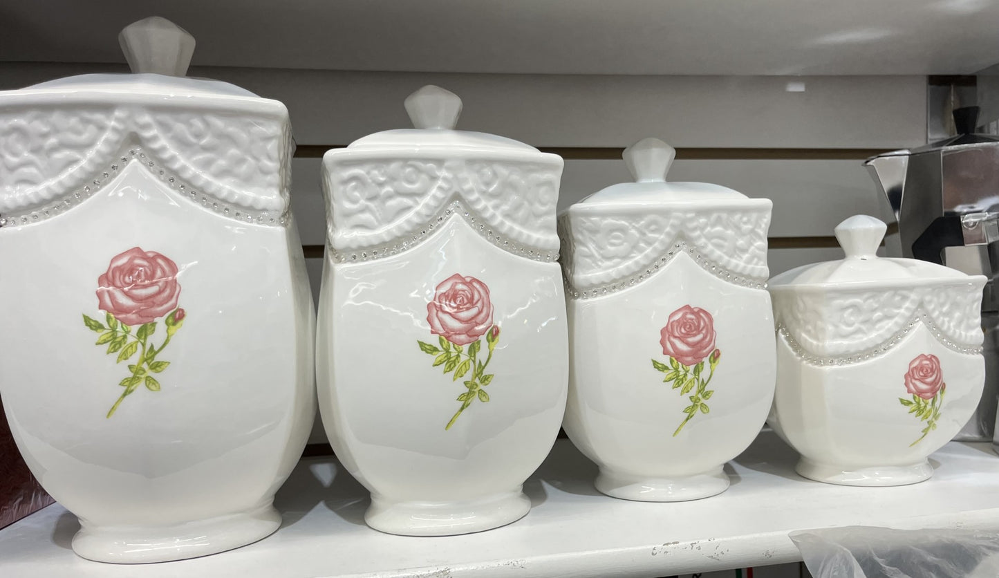 4PCS CANISTER ROSE