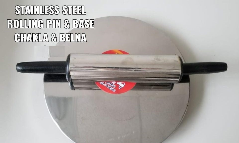 Stainless Steel Rolling Pin and Base | Chakla and Belna