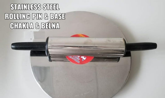 Stainless Steel Rolling Pin and Base | Chakla and Belna
