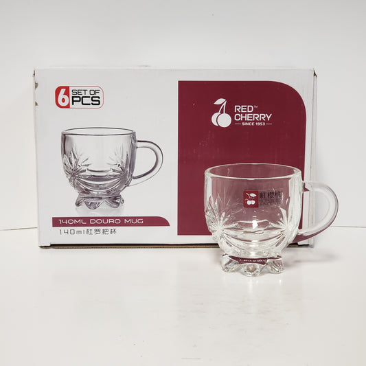 6 PC GLASS TEA CUP SET - ROUND