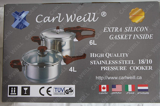 Carl Weill 6L + 4L Stainless Steel Pressure Cooker Pot Set